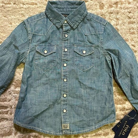 Ralph Lauren Girls Denim Button Down - Picture 1 of 4